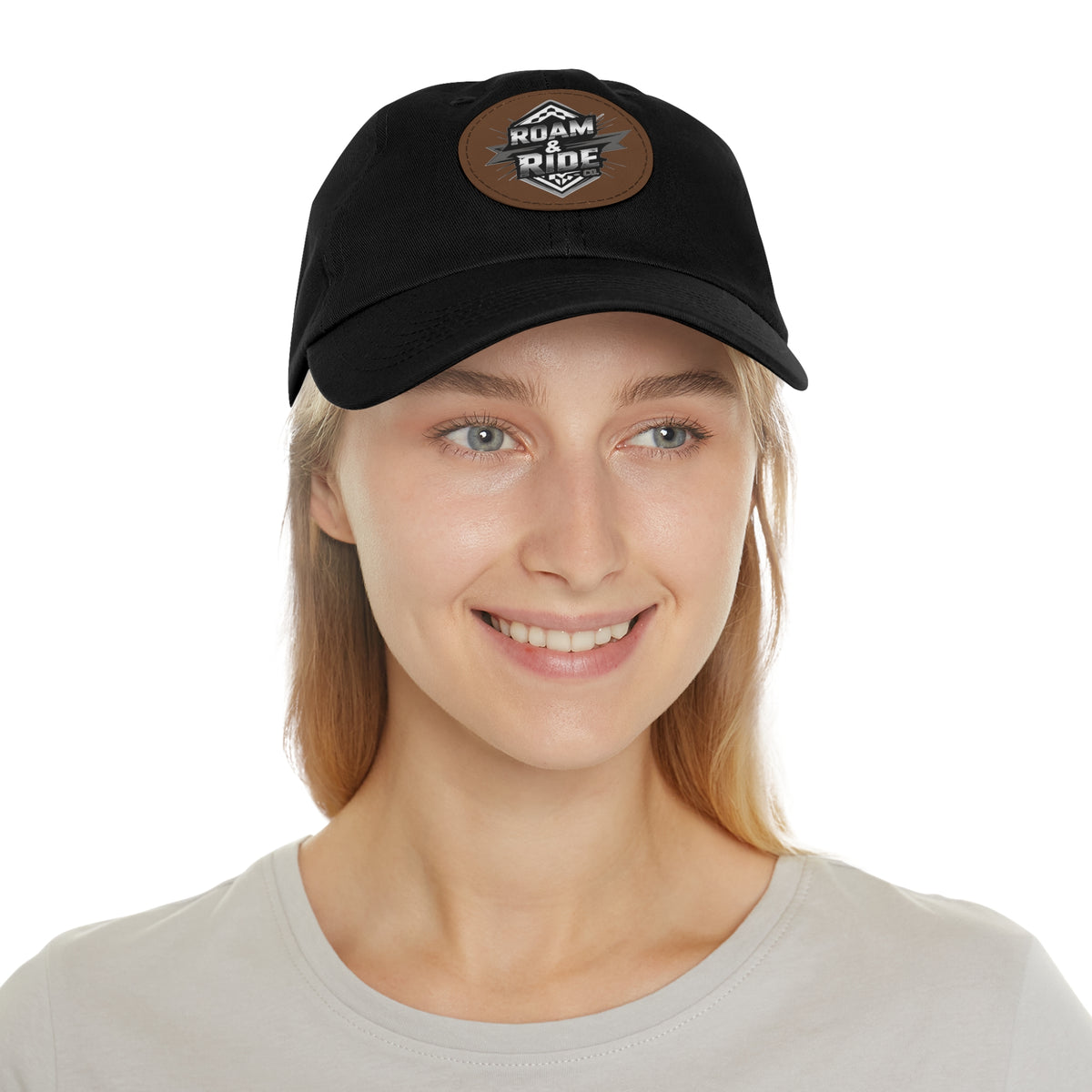 Roam & Ride Co. Grayscale Logo - Leather Patch Hat