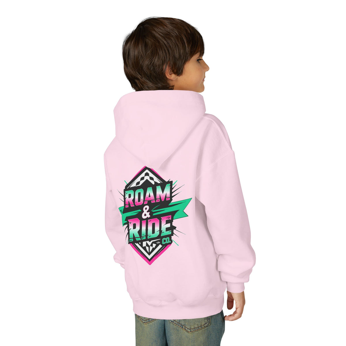 Roam & Ride Co. Teal Pink Logo - Youth Hoodie