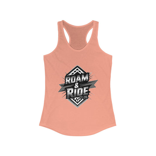 Roam & Ride Co. Grayscale Logo - Women's Racerback Tank Top