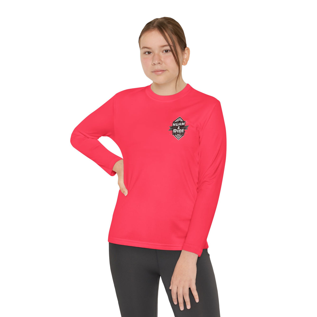 Roam & Ride Co. Grayscale Logo - Youth Long Sleeve T-Shirt