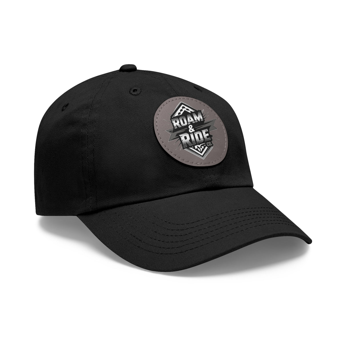 Roam & Ride Co. Grayscale Logo - Leather Patch Hat