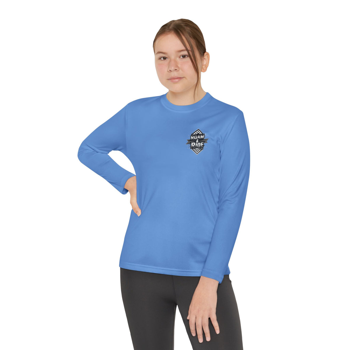 Roam & Ride Co. Grayscale Logo - Youth Long Sleeve T-Shirt