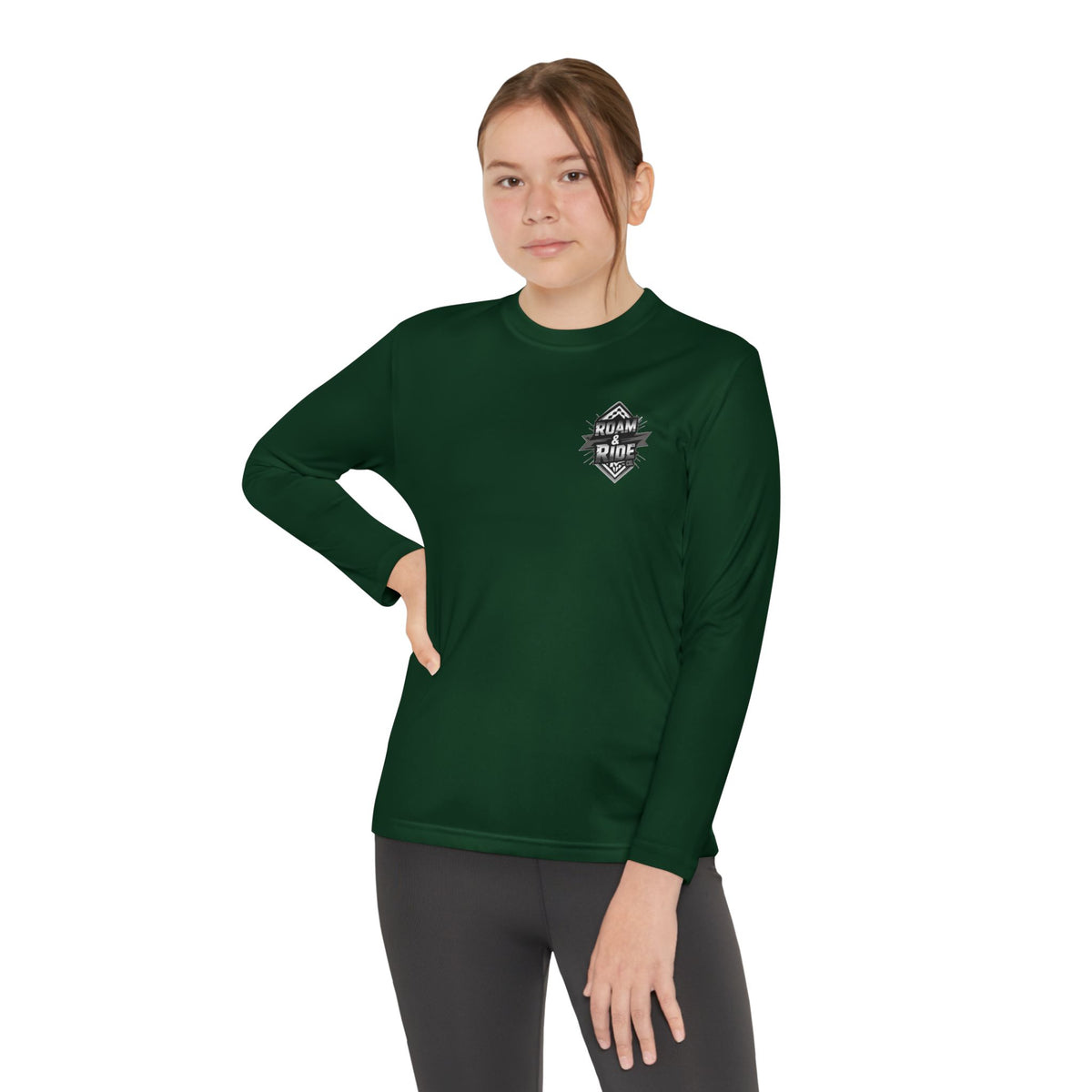 Roam & Ride Co. Grayscale Logo - Youth Long Sleeve T-Shirt