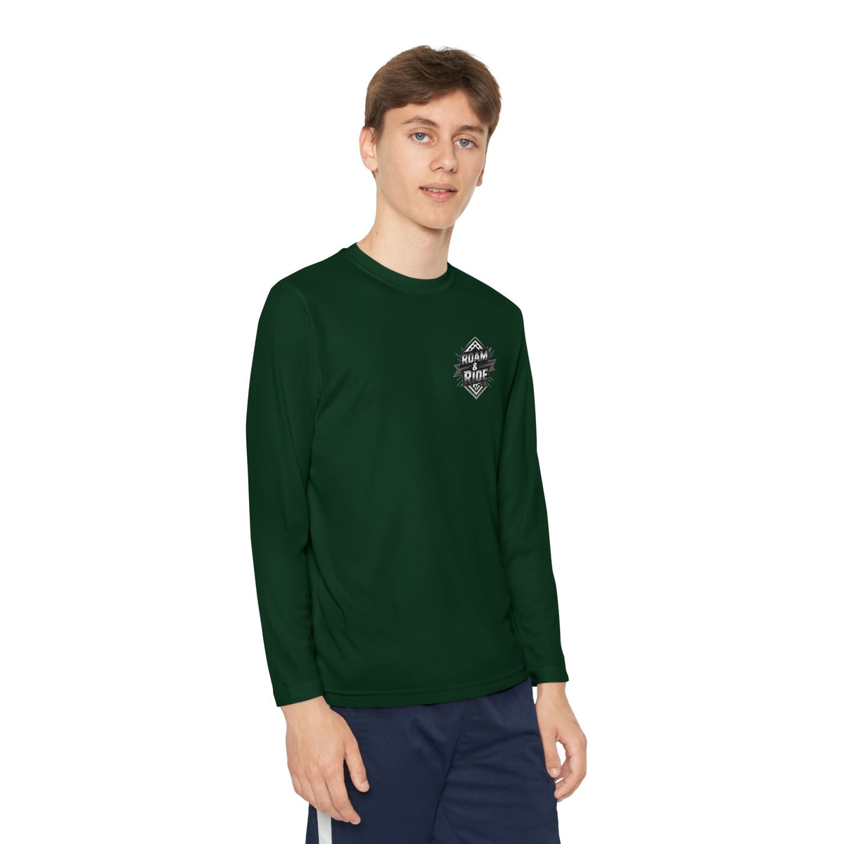 Roam & Ride Co. Grayscale Logo - Youth Long Sleeve T-Shirt