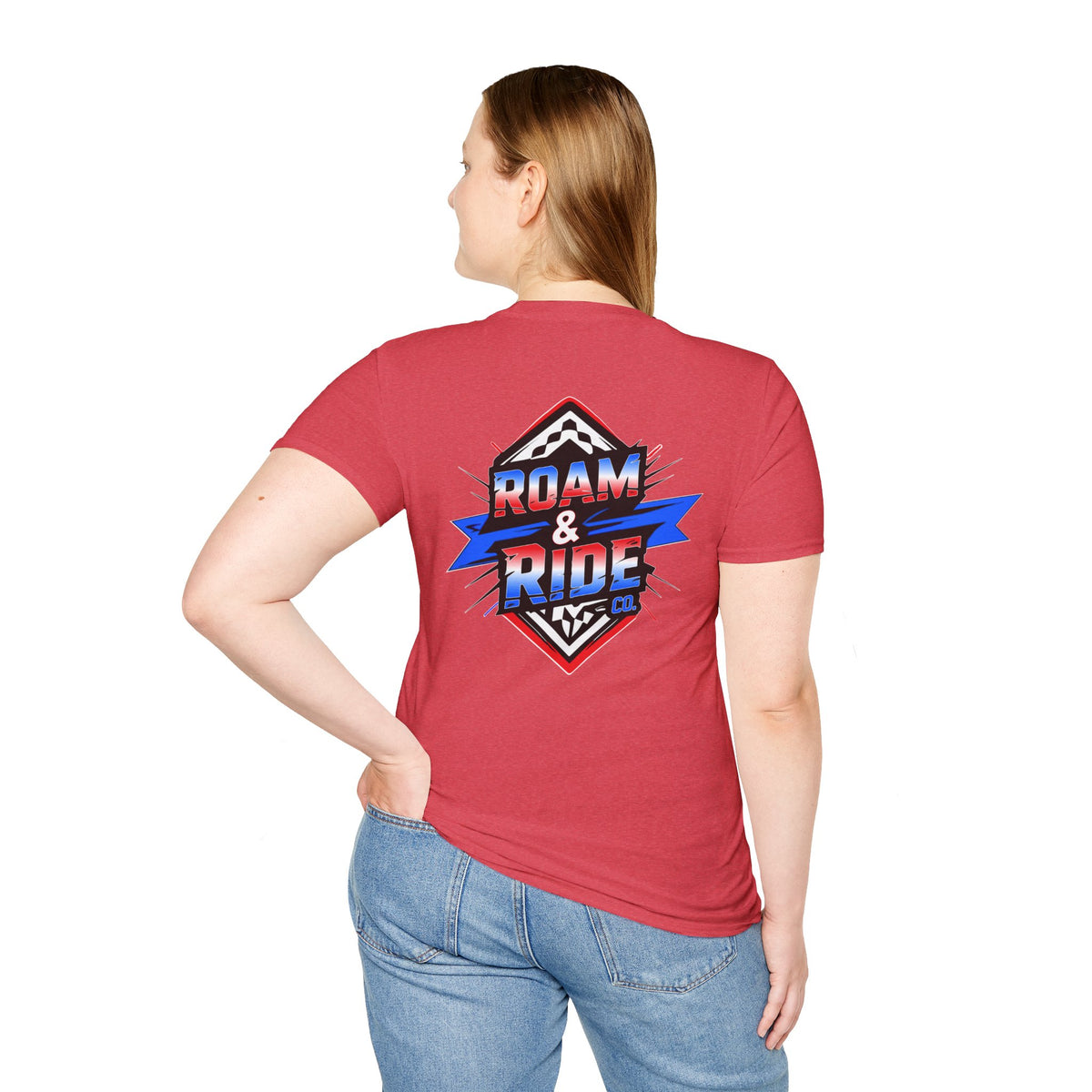 Roam & Ride Co. Red White and Blue Logo - Unisex T-Shirt