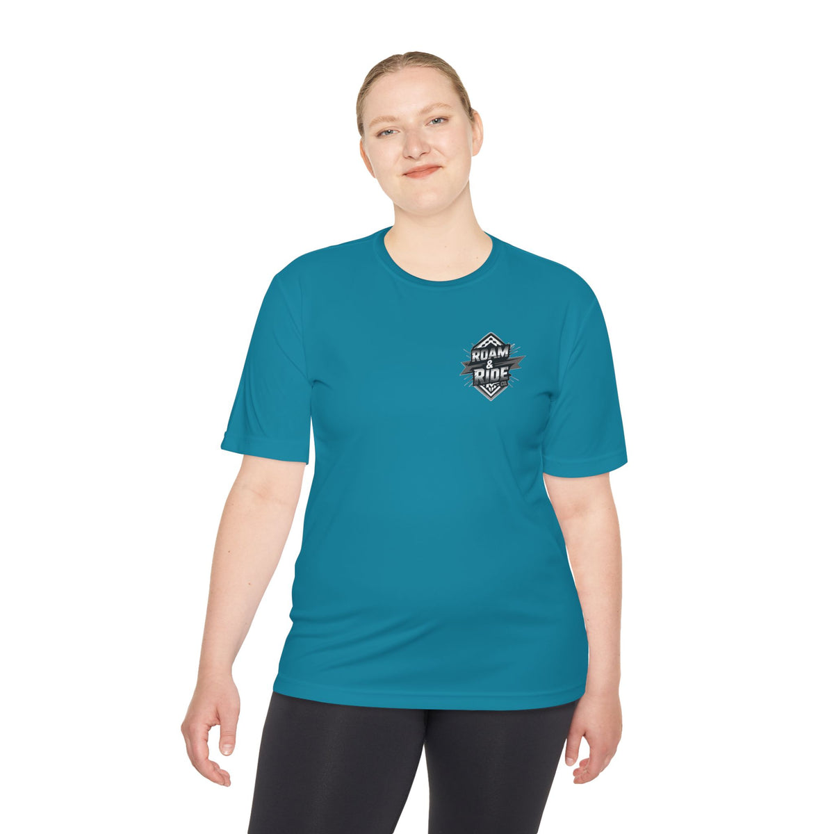 Roam & Ride Co. Grayscale Logo - Unisex Moisture Wicking T-Shirt