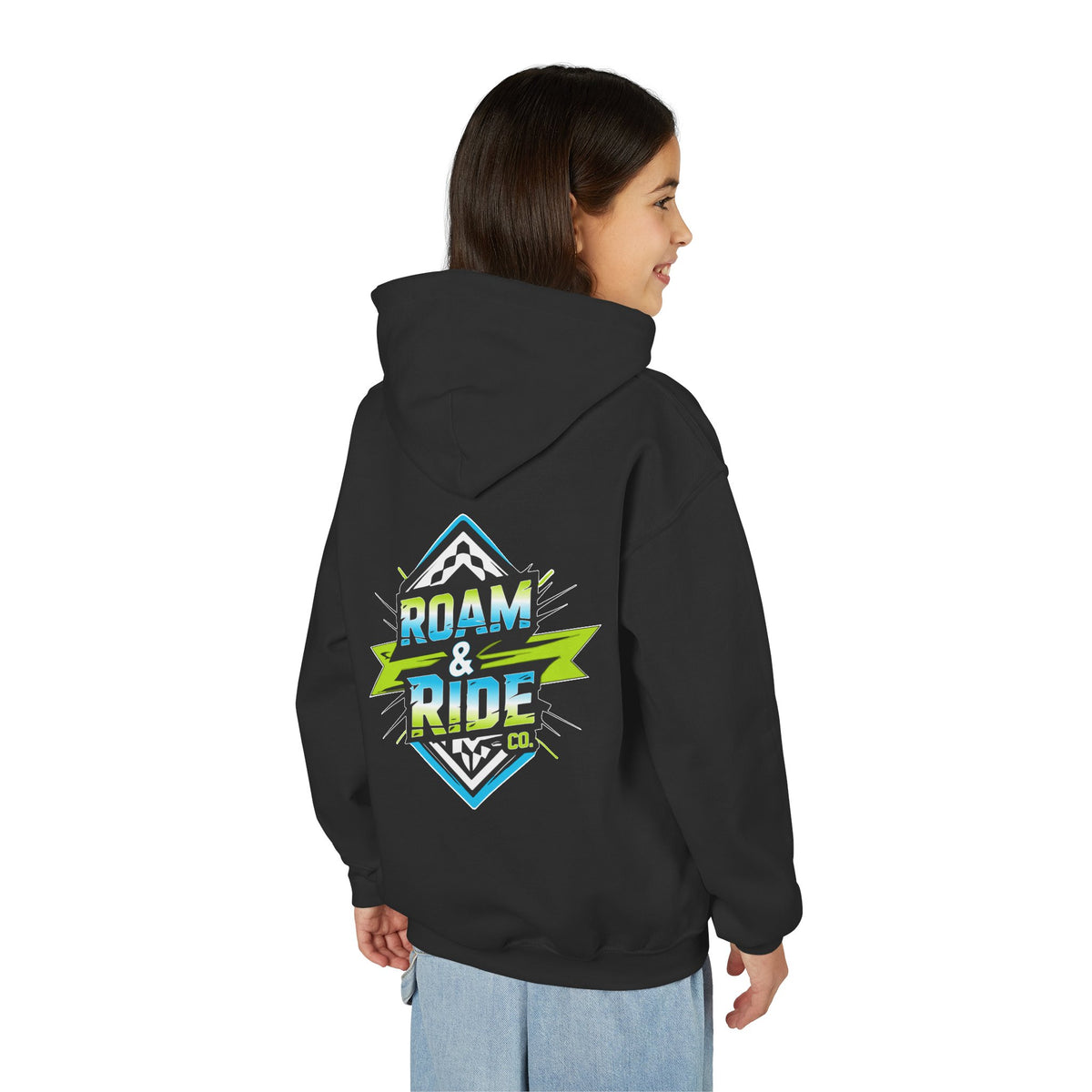 Roam & Ride Co. Blue Green Logo - Youth Hoodie