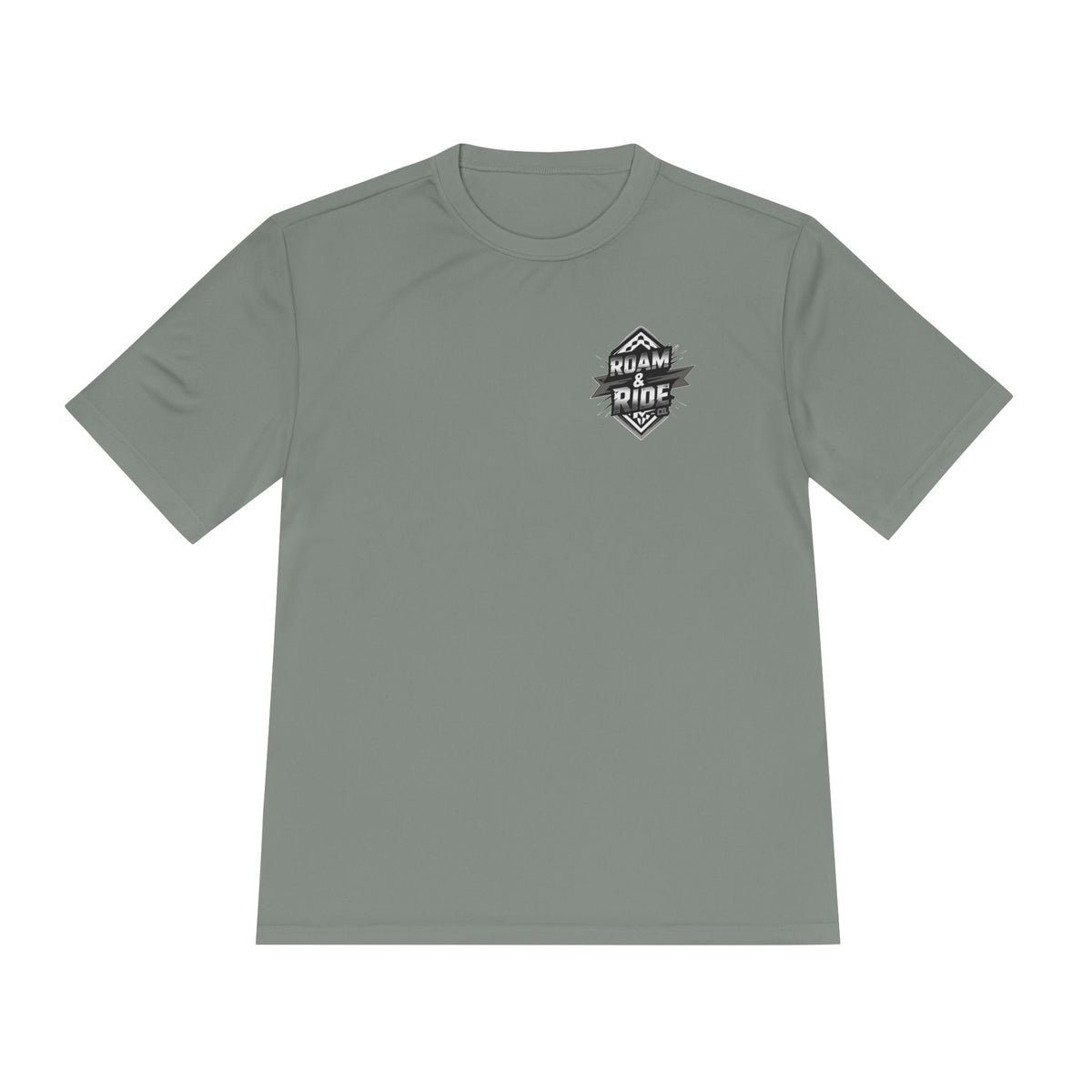 Roam & Ride Co. Grayscale Logo - Unisex Moisture Wicking T-Shirt