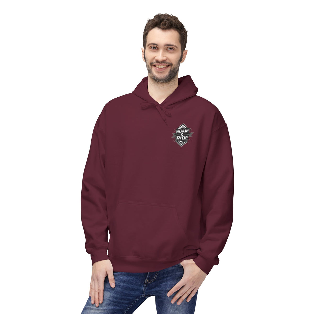Roam & Ride Co. Grayscale Logo - Unisex Fleece Hoodie