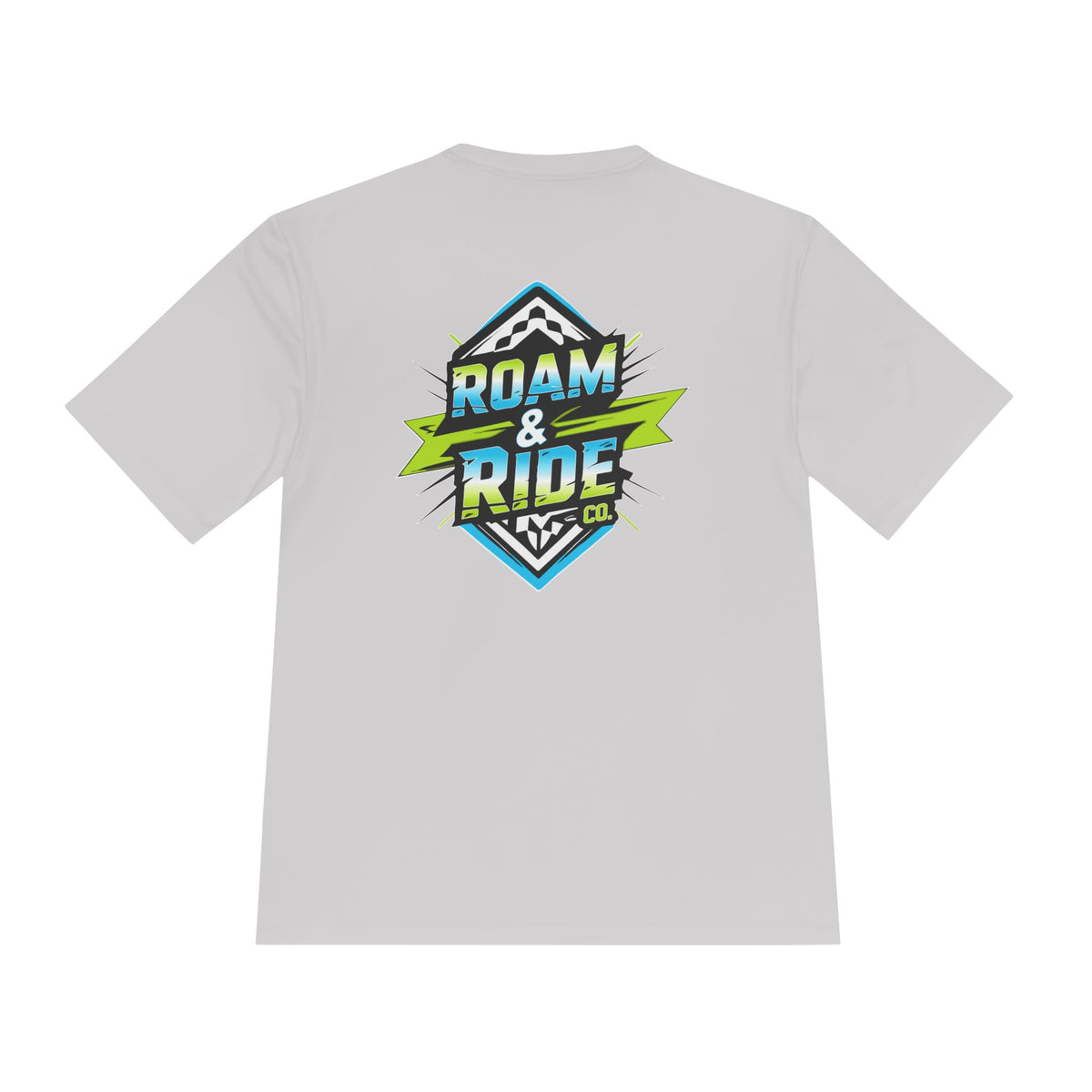 Roam & Ride Co. Blue Green Logo - Unisex Moisture Wicking T-Shirt