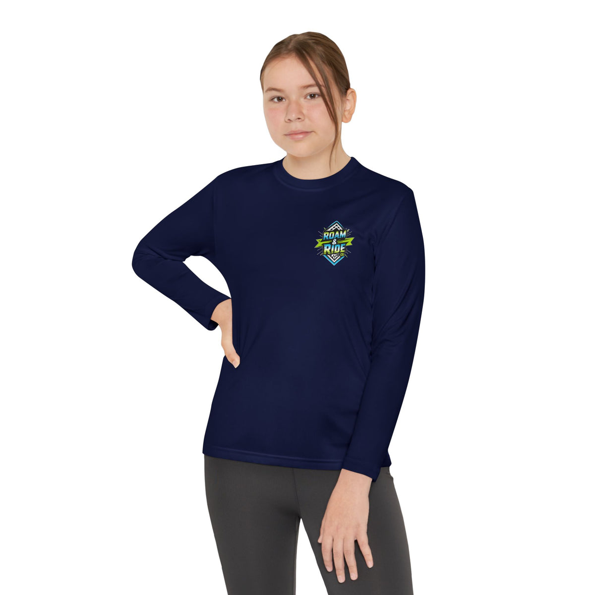 Roam & Ride Co. Blue Green Logo - Youth Long Sleeve T-Shirt