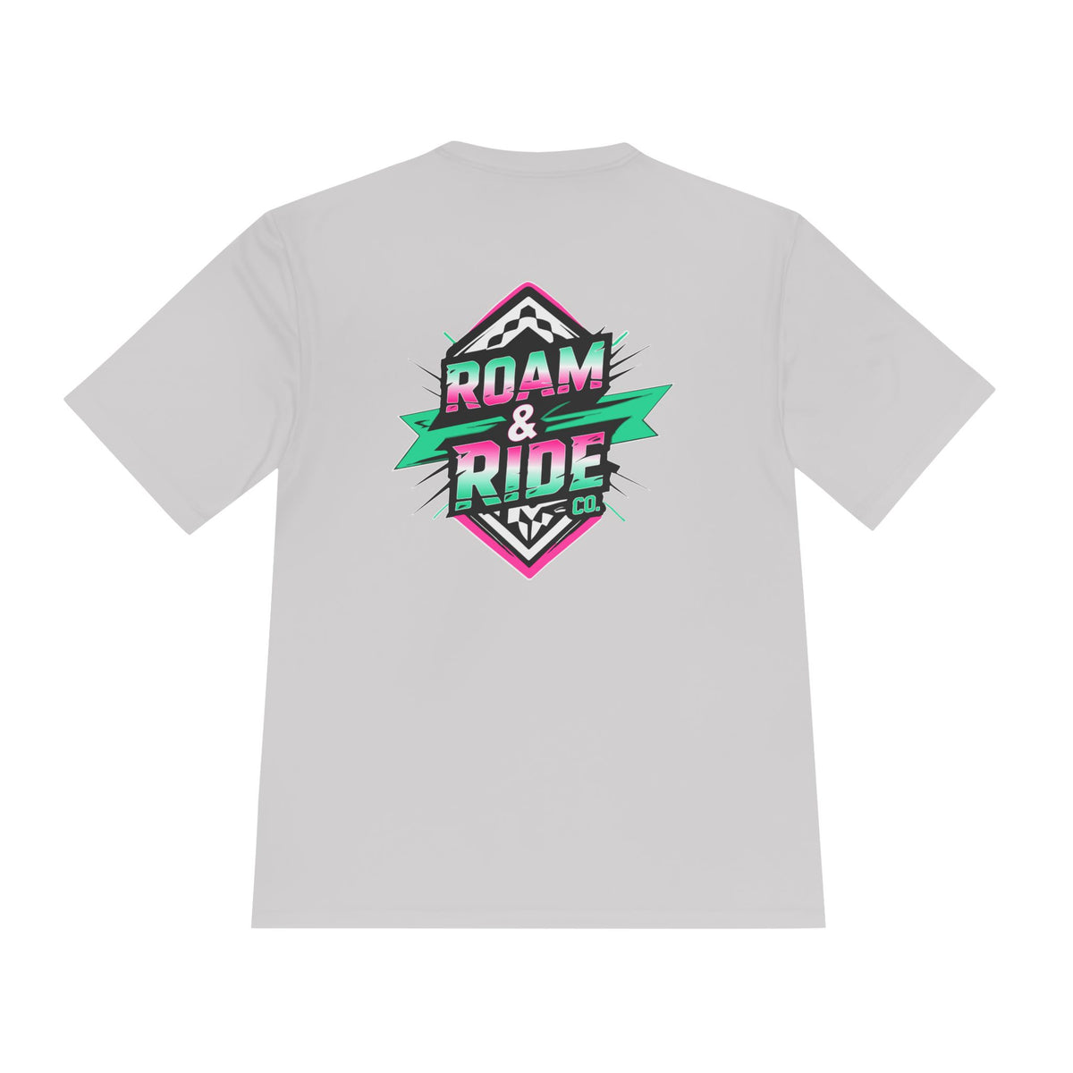 Roam & Ride Co. Teal Pink Logo - Unisex Moisture Wicking T-Shirt