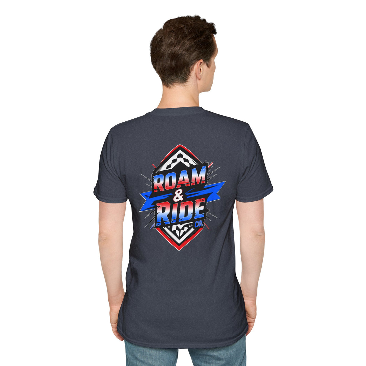 Roam & Ride Co. Red White and Blue Logo - Unisex T-Shirt