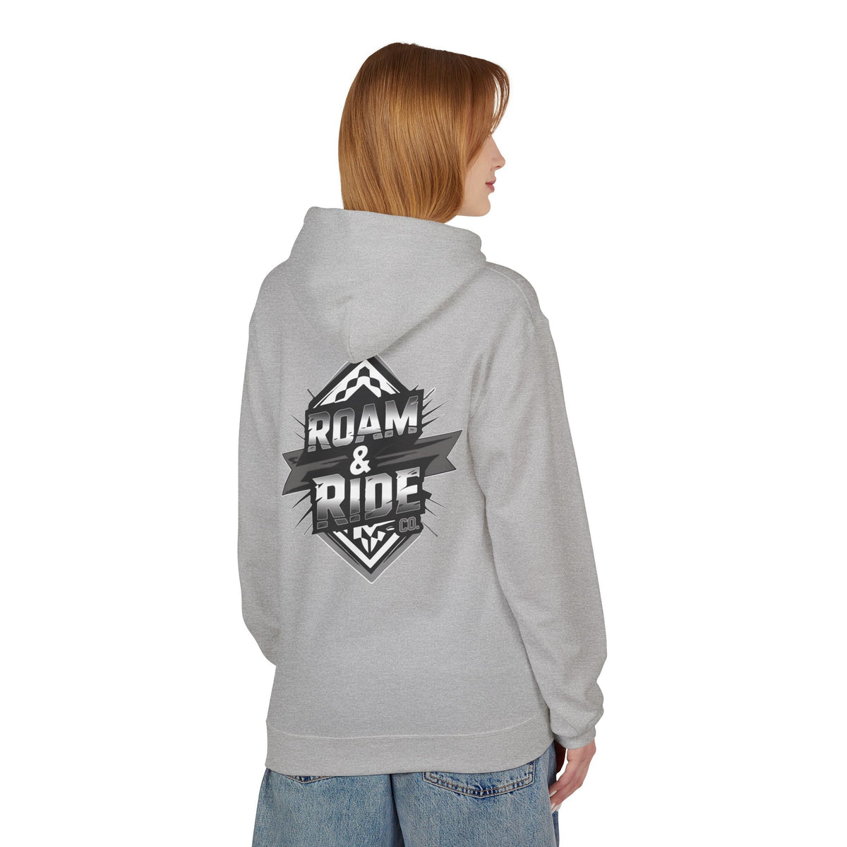 Roam & Ride Co. Grayscale Logo - Unisex Fleece Hoodie