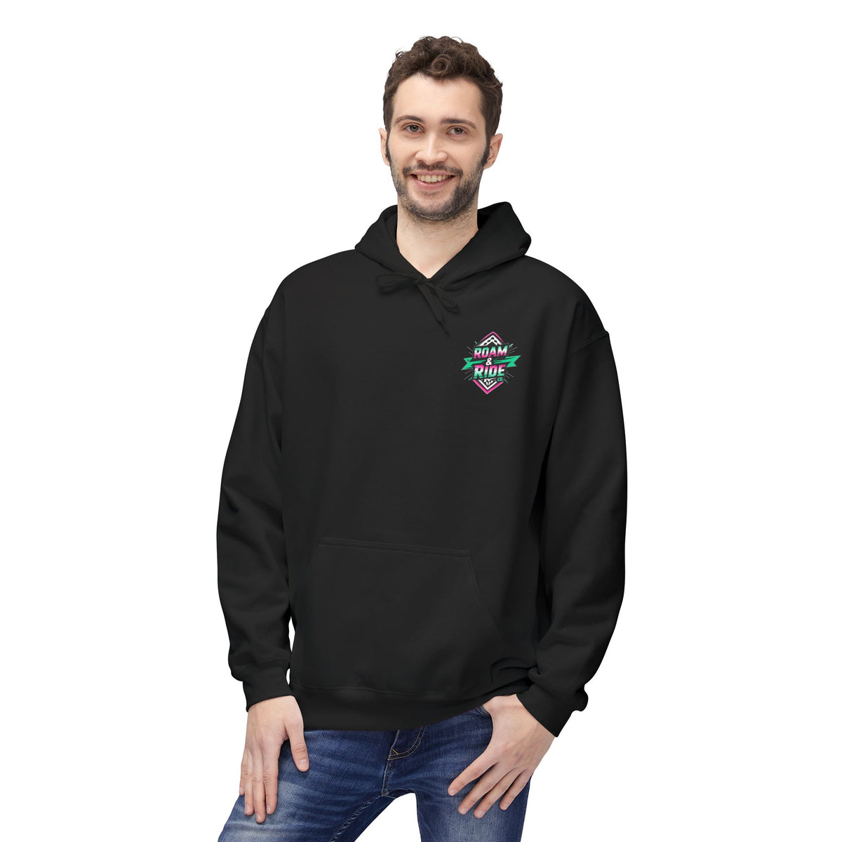 Roam & Ride Co. Teal Pink Logo - Unisex Fleece Hoodie
