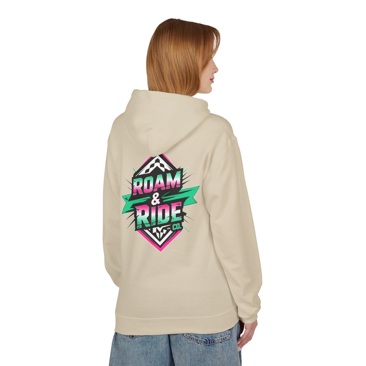 Roam & Ride Co. Teal Pink Logo - Unisex Fleece Hoodie