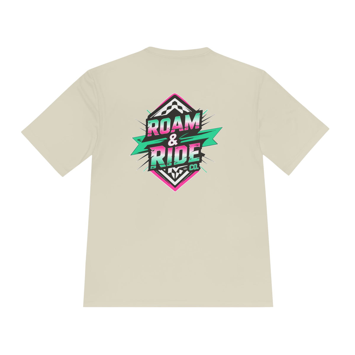 Roam & Ride Co. Teal Pink Logo - Unisex Moisture Wicking T-Shirt
