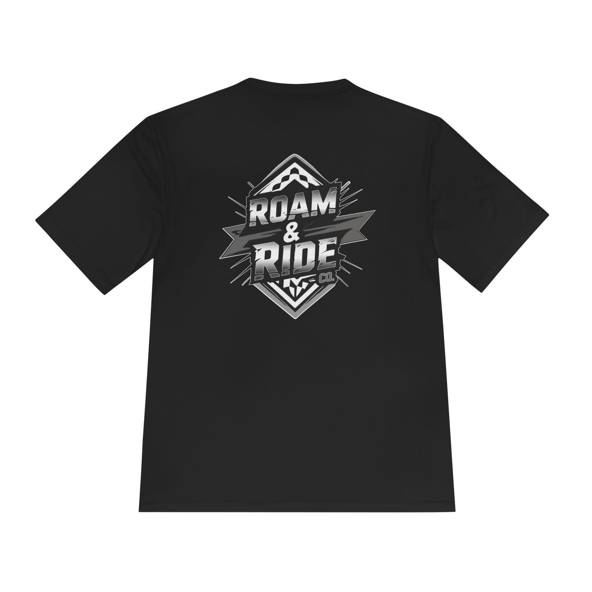 Roam & Ride Co. Grayscale Logo - Unisex Moisture Wicking T-Shirt
