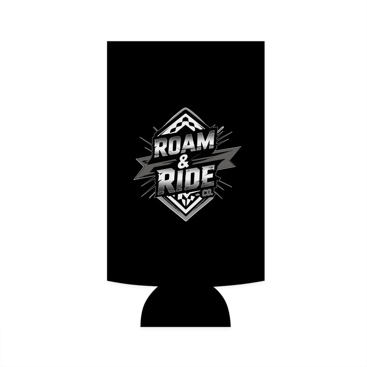 Roam & Ride Co. Grayscale Logo - Slim Can Koozie