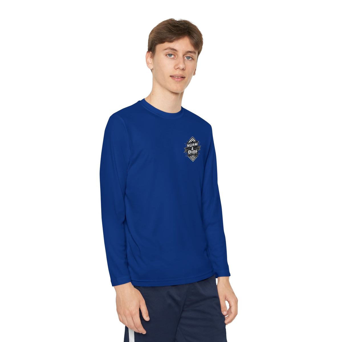 Roam & Ride Co. Grayscale Logo - Youth Long Sleeve T-Shirt