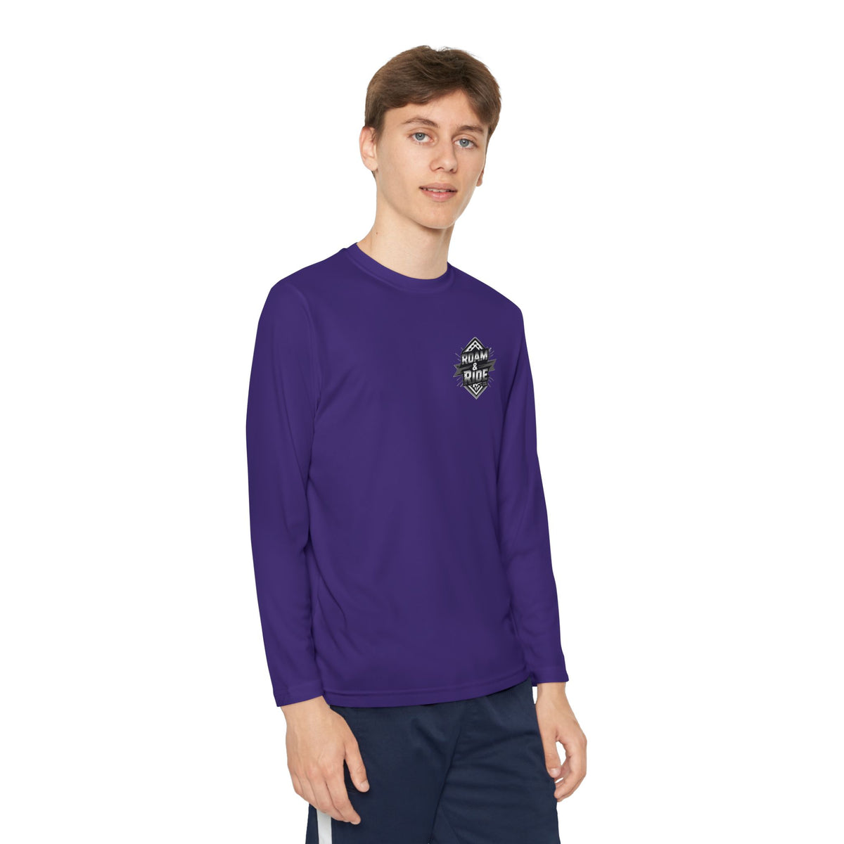 Roam & Ride Co. Grayscale Logo - Youth Long Sleeve T-Shirt
