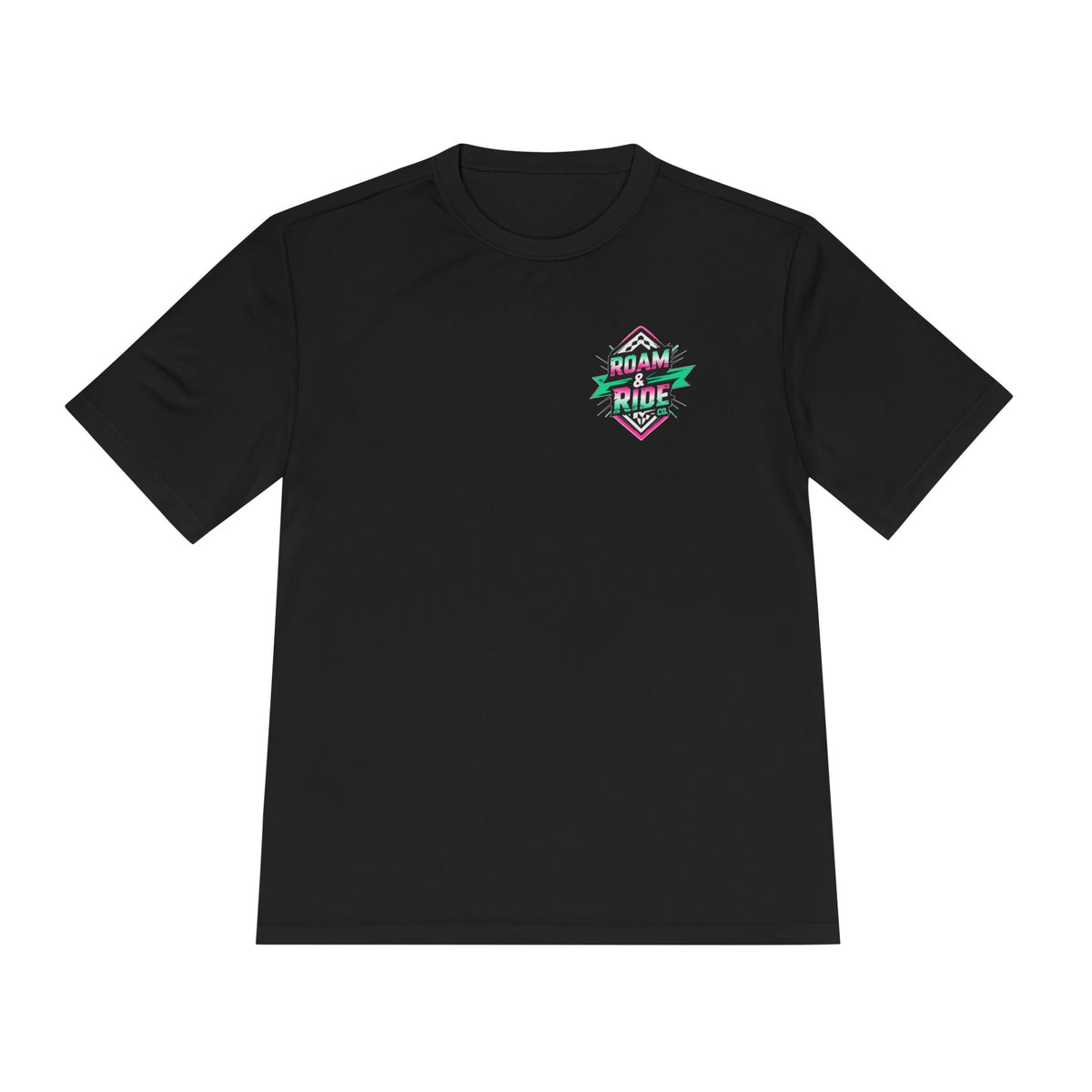 Roam & Ride Co. Teal Pink Logo - Unisex Moisture Wicking T-Shirt