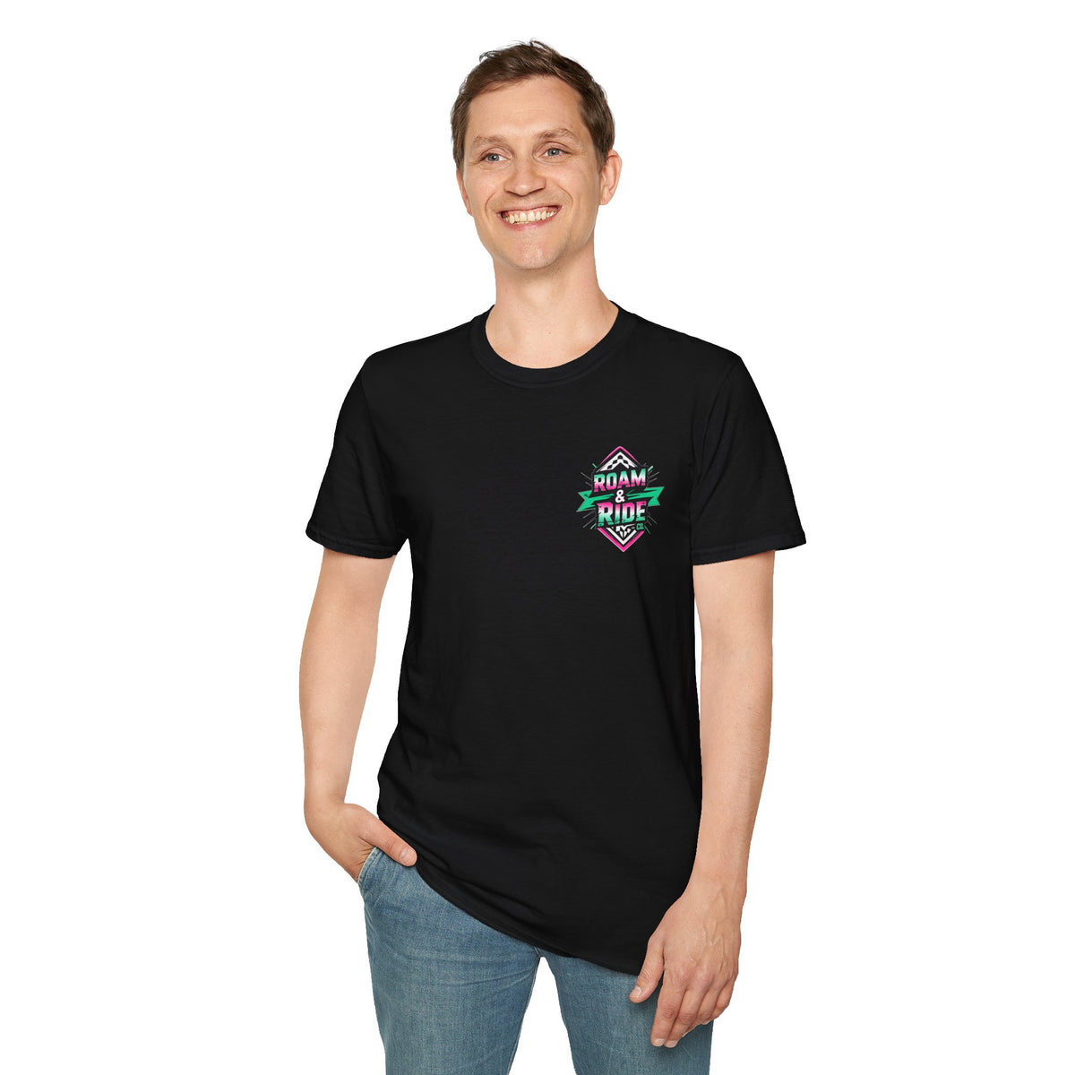 Roam & Ride Co. Teal Pink Logo - Unisex T Shirt