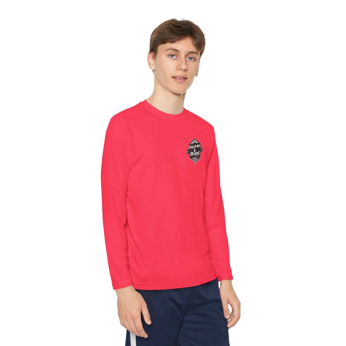 Roam & Ride Co. Grayscale Logo - Youth Long Sleeve T-Shirt