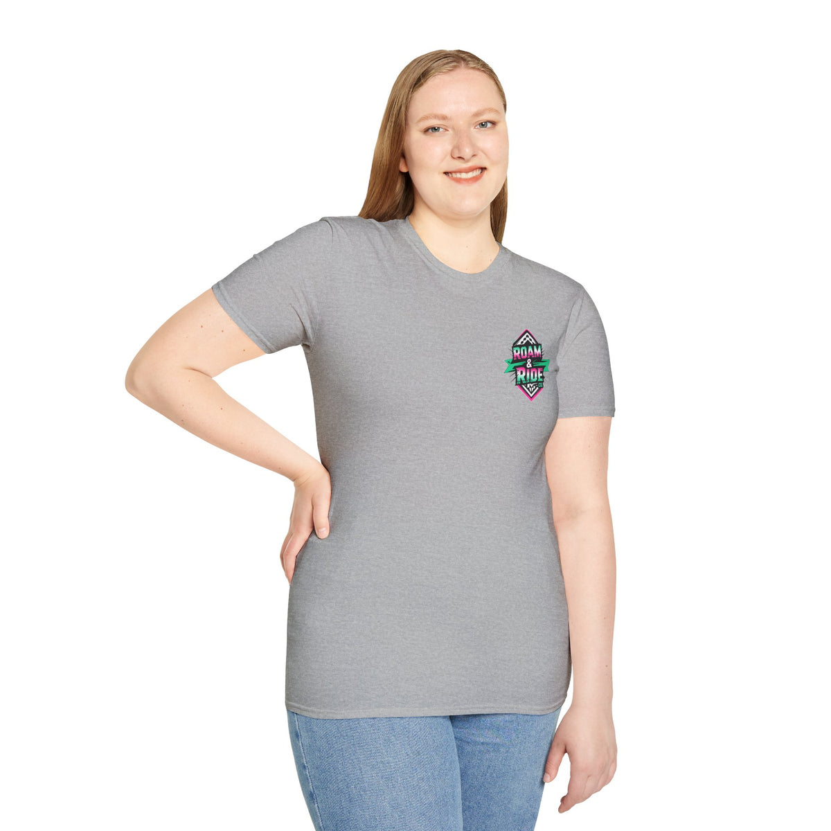 Roam & Ride Co. Teal Pink Logo - Unisex T Shirt