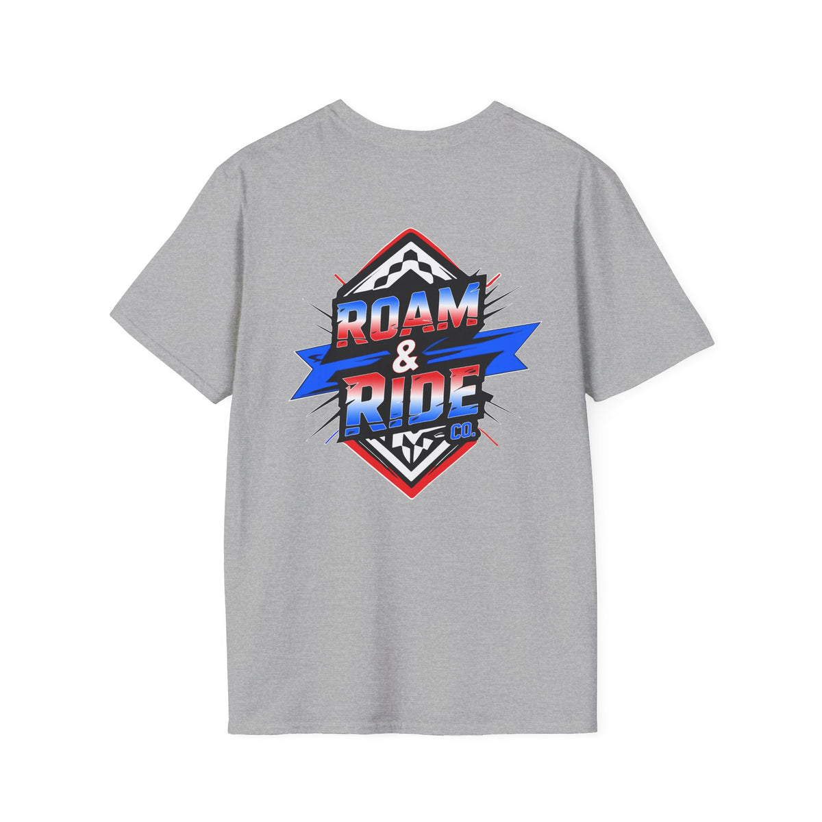 Roam & Ride Co. Red White and Blue Logo - Unisex T-Shirt