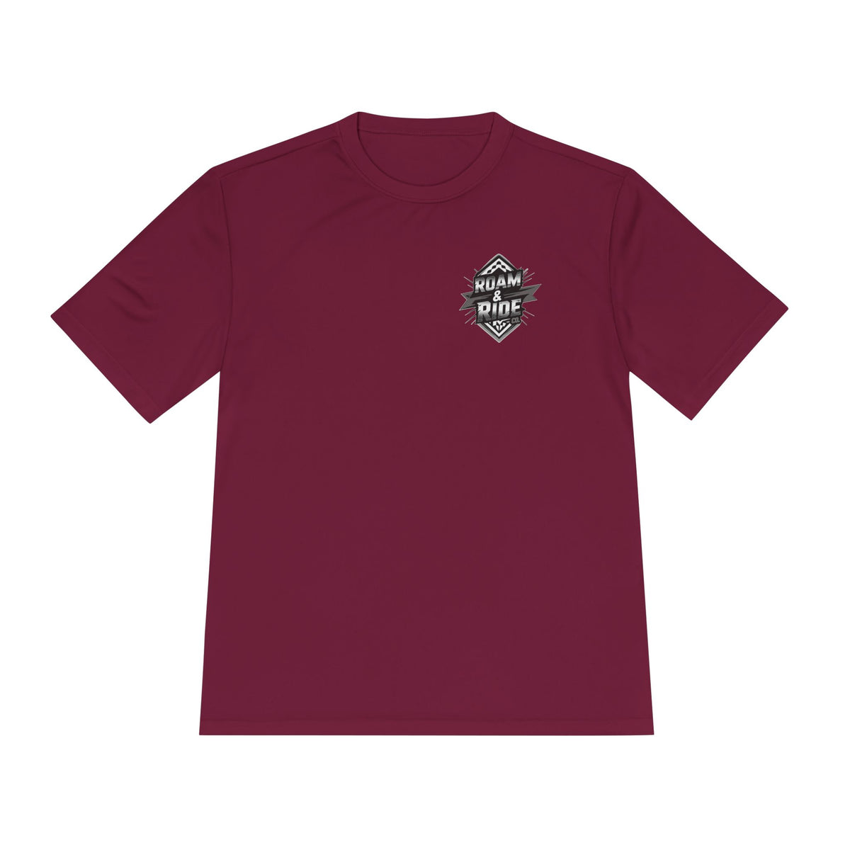 Roam & Ride Co. Grayscale Logo - Unisex Moisture Wicking T-Shirt