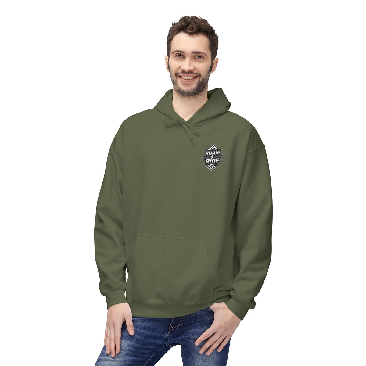 Roam & Ride Co. Grayscale Logo - Unisex Fleece Hoodie
