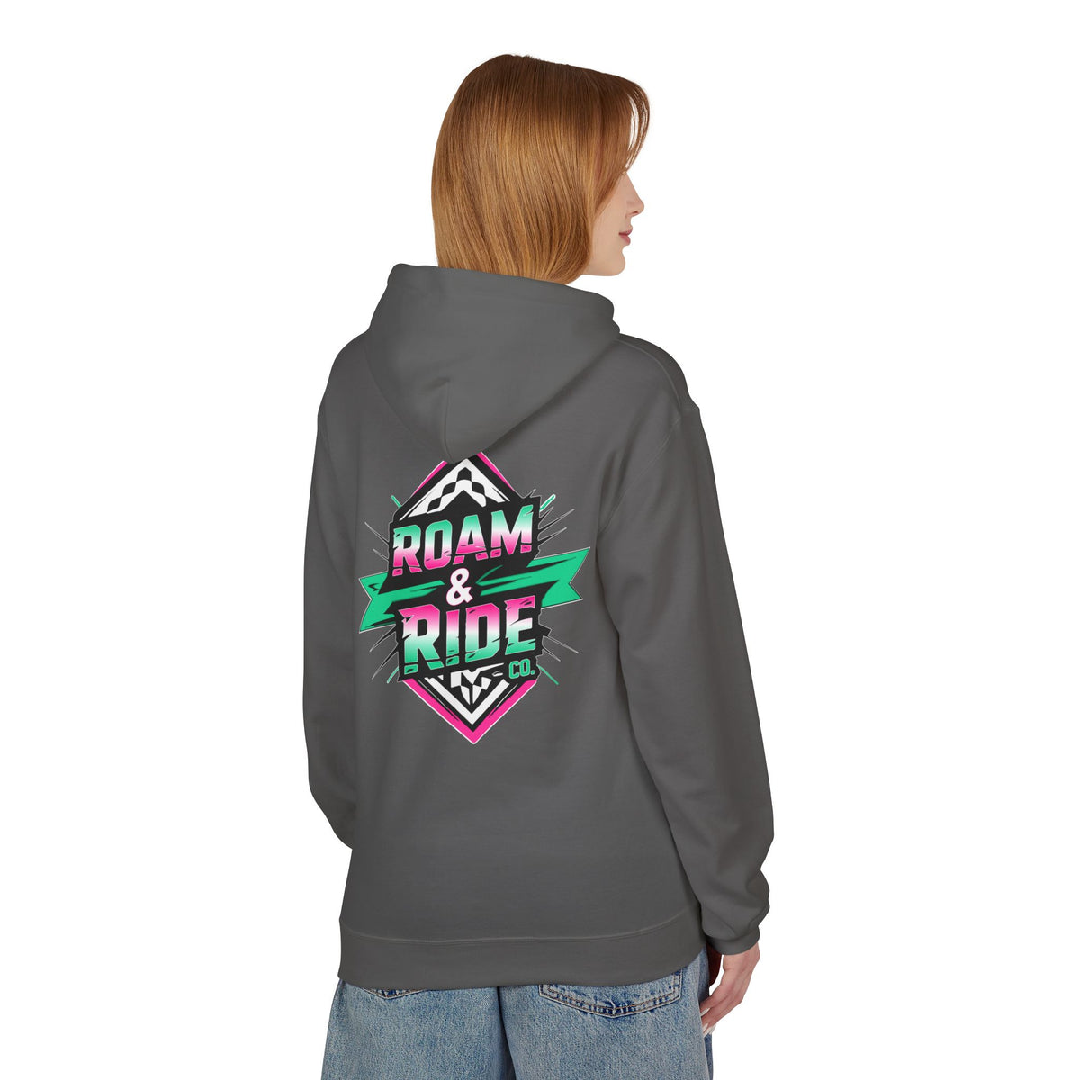 Roam & Ride Co. Teal Pink Logo - Unisex Fleece Hoodie