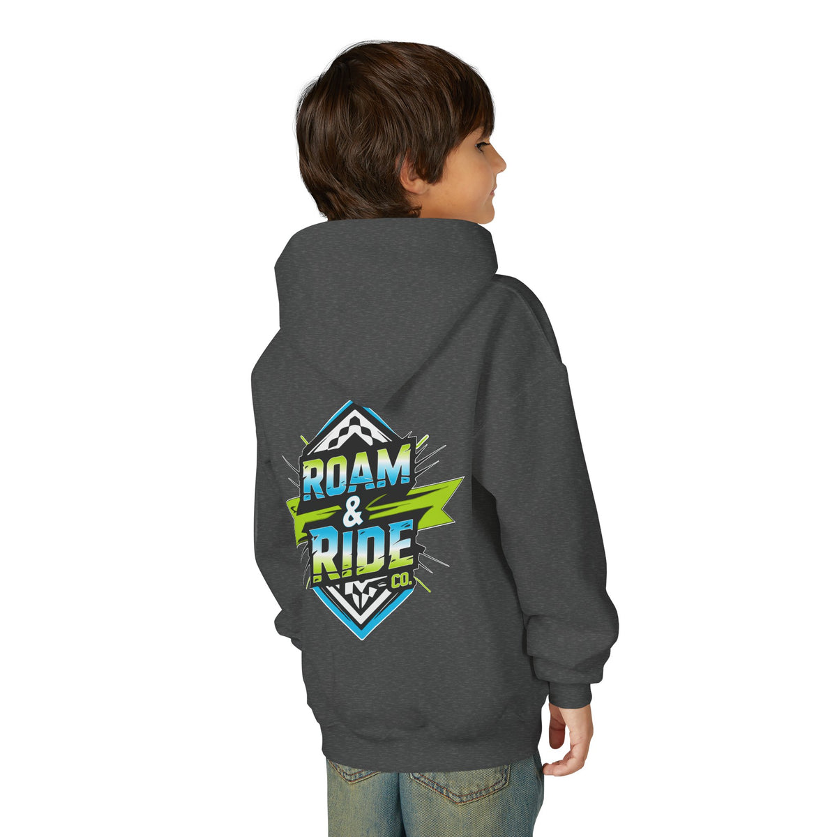 Roam & Ride Co. Blue Green Logo - Youth Hoodie
