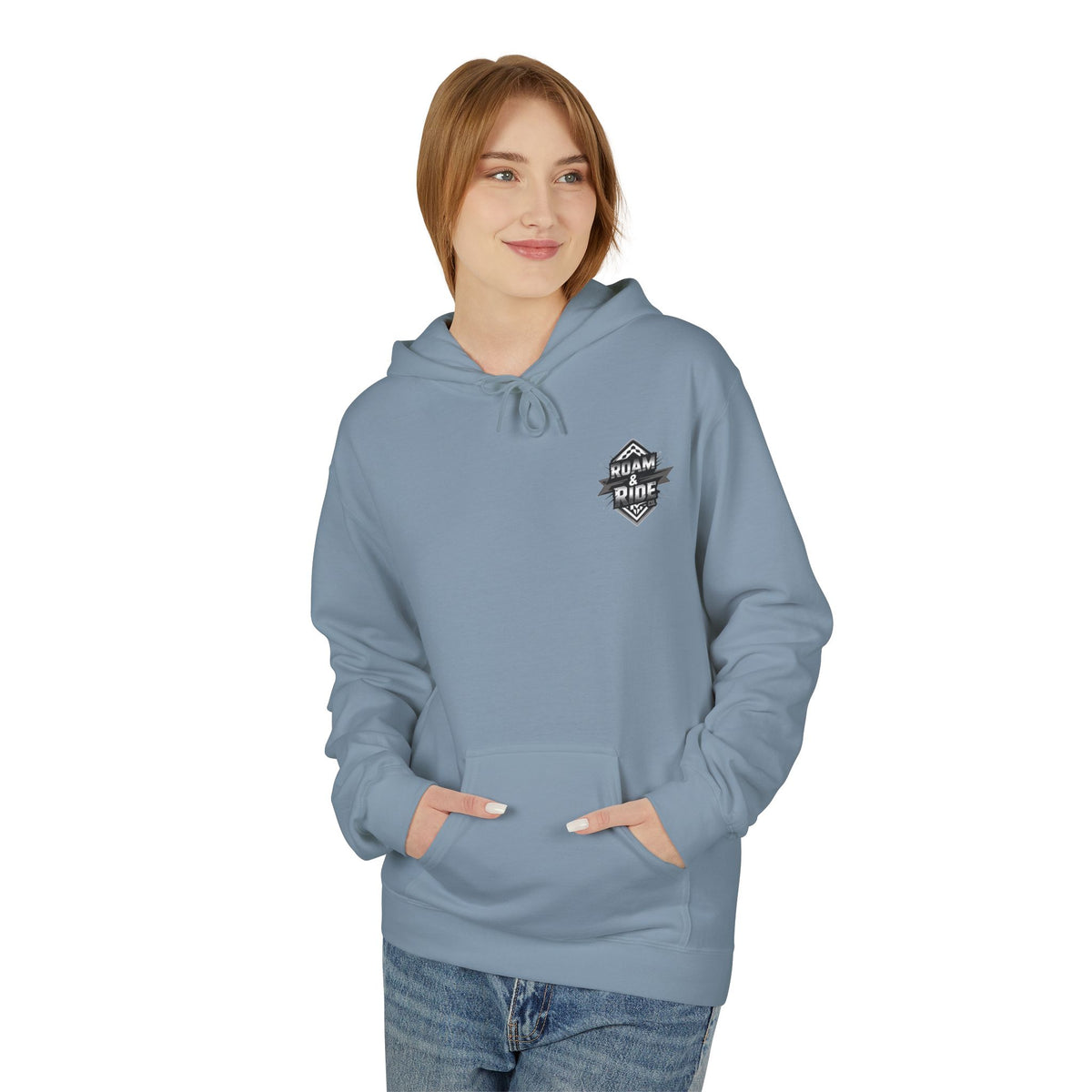 Roam & Ride Co. Grayscale Logo - Unisex Fleece Hoodie