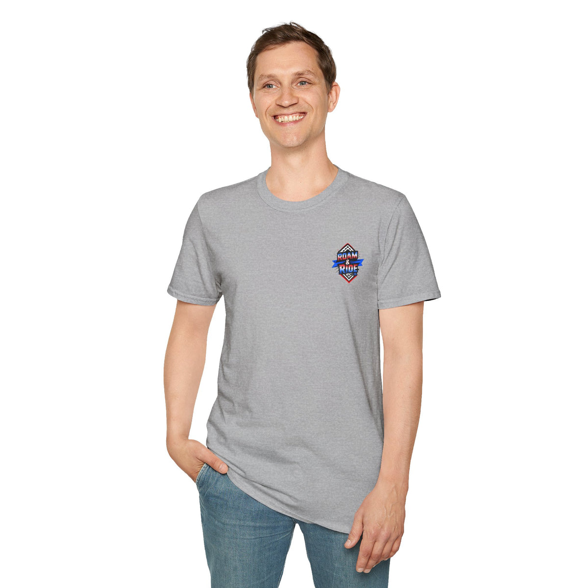 Roam & Ride Co. Red White and Blue Logo - Unisex T-Shirt