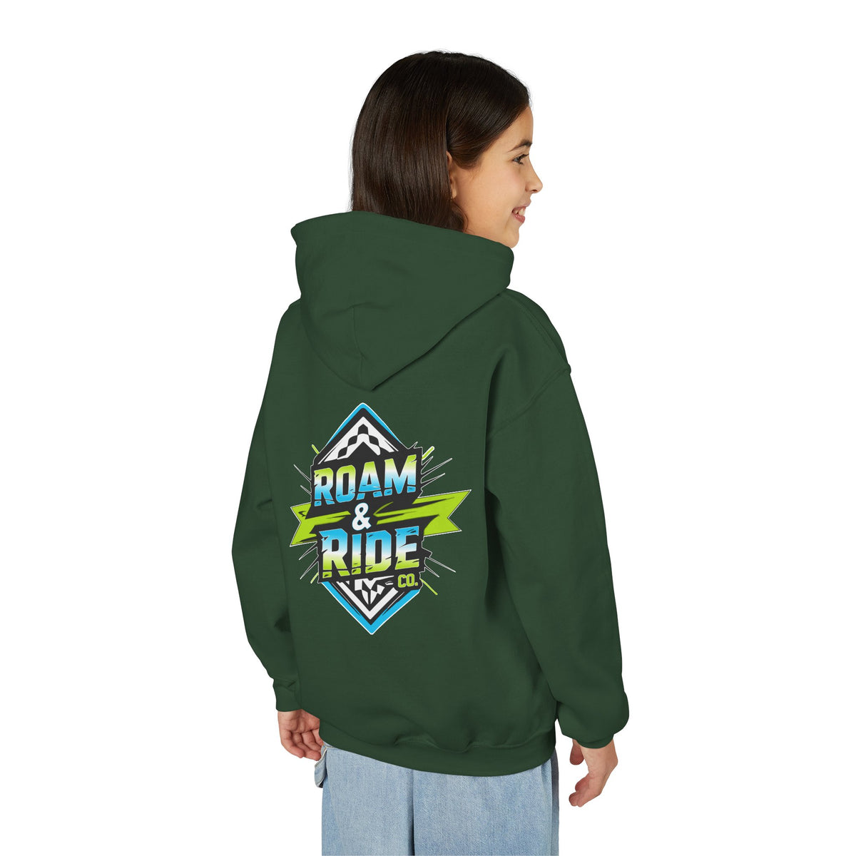 Roam & Ride Co. Blue Green Logo - Youth Hoodie