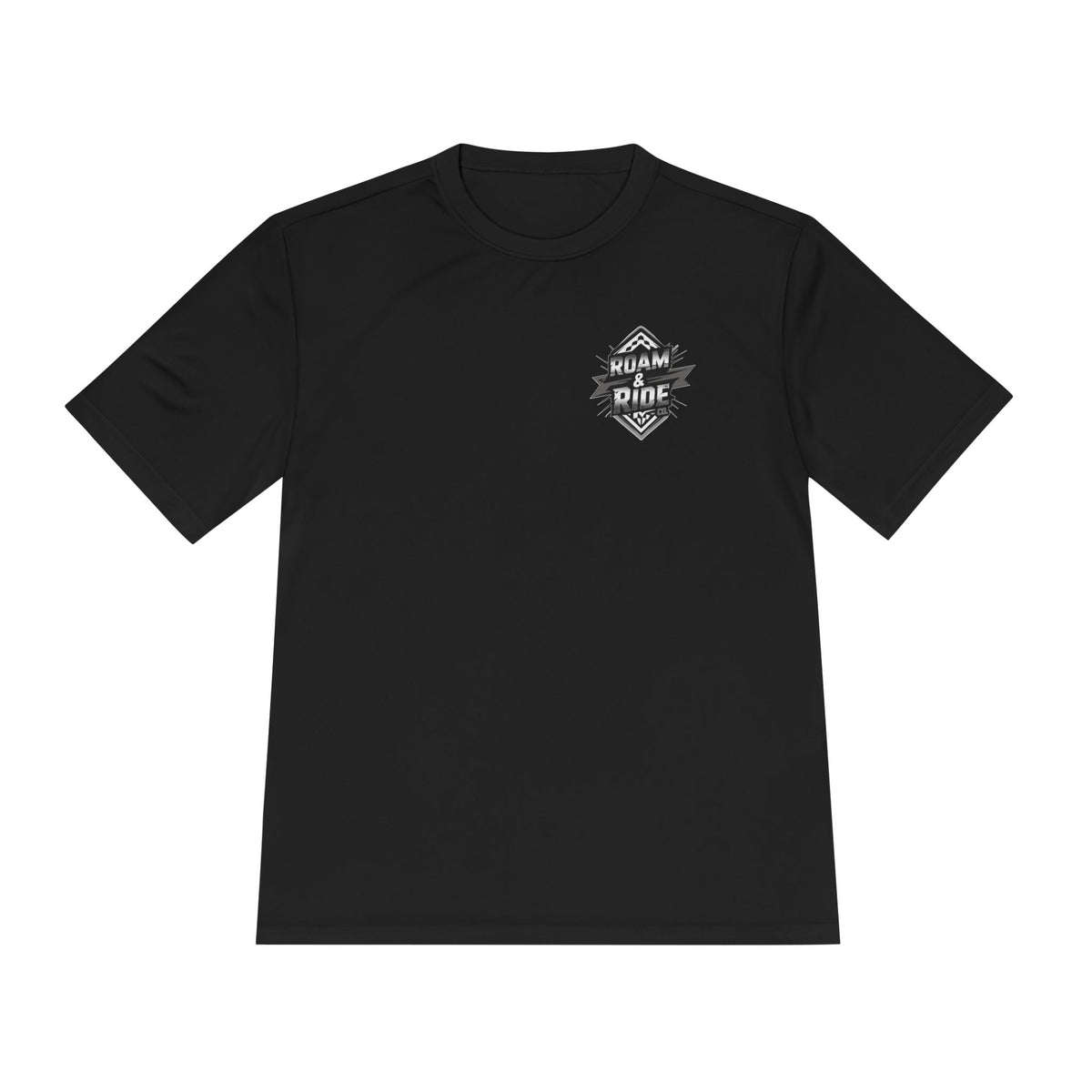 Roam & Ride Co. Grayscale Logo - Unisex Moisture Wicking T-Shirt