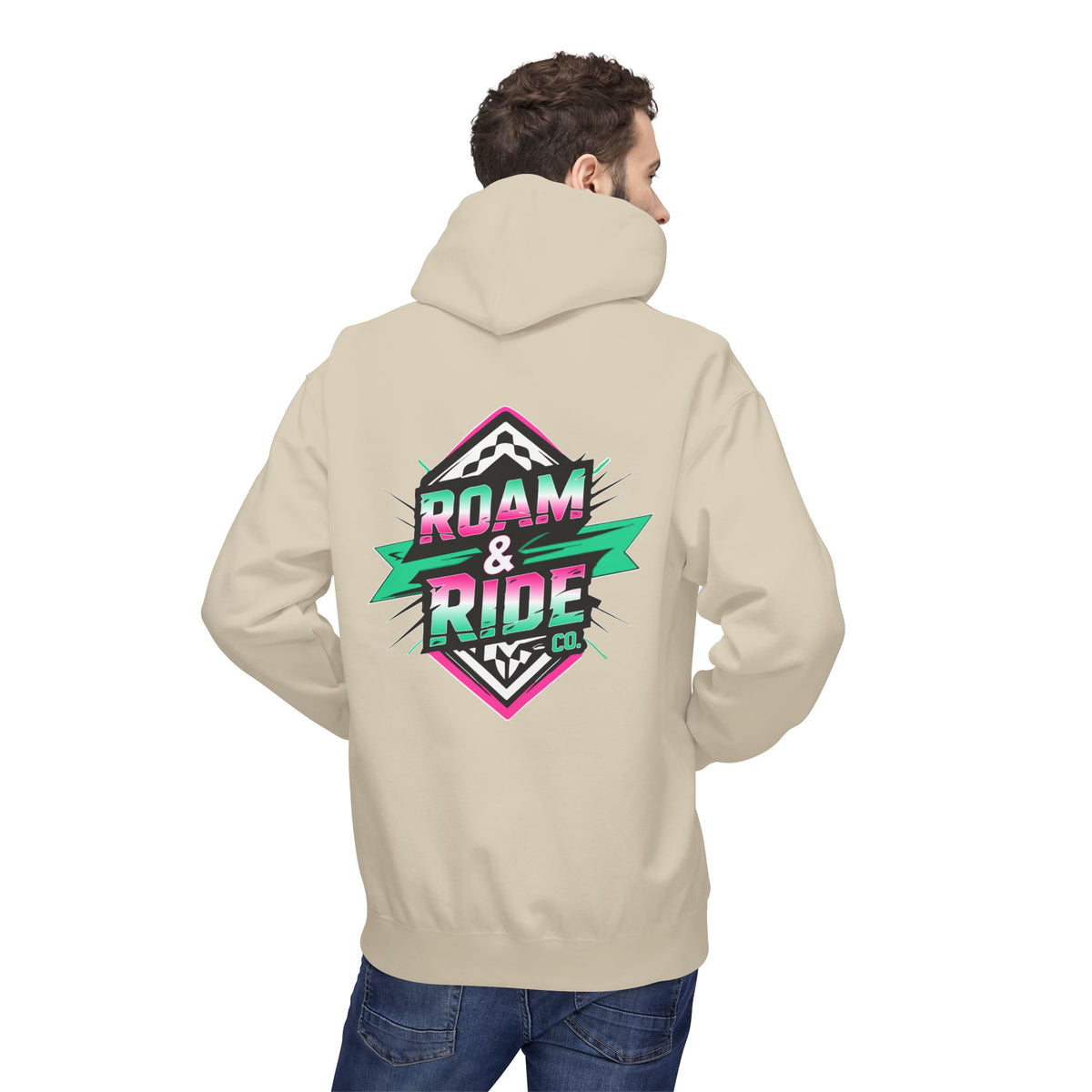 Roam & Ride Co. Teal Pink Logo - Unisex Fleece Hoodie