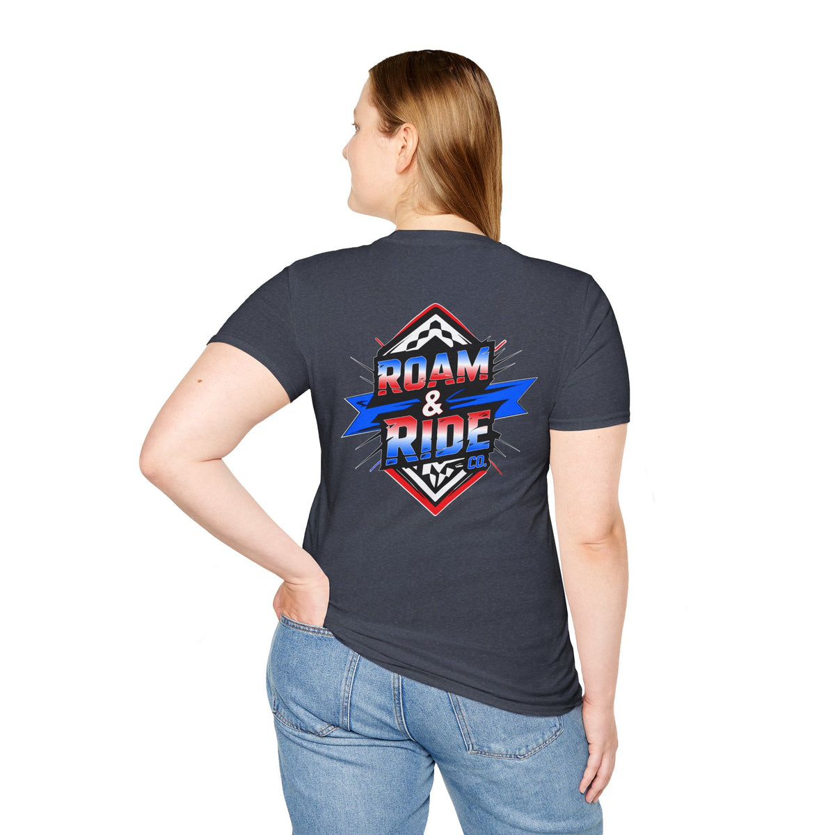 Roam & Ride Co. Red White and Blue Logo - Unisex T-Shirt