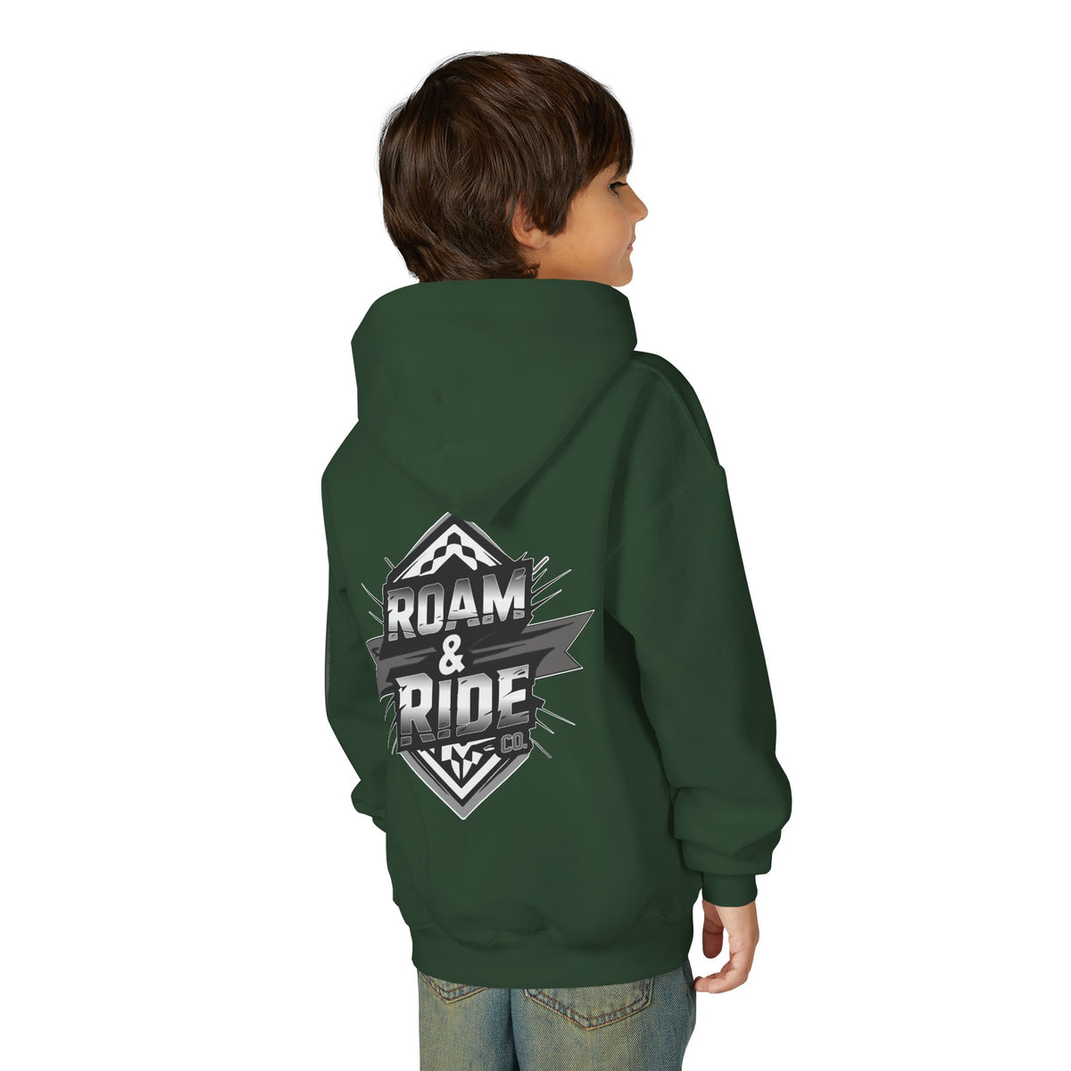 Roam & Ride Co. Grayscale Logo - Youth Hoodie