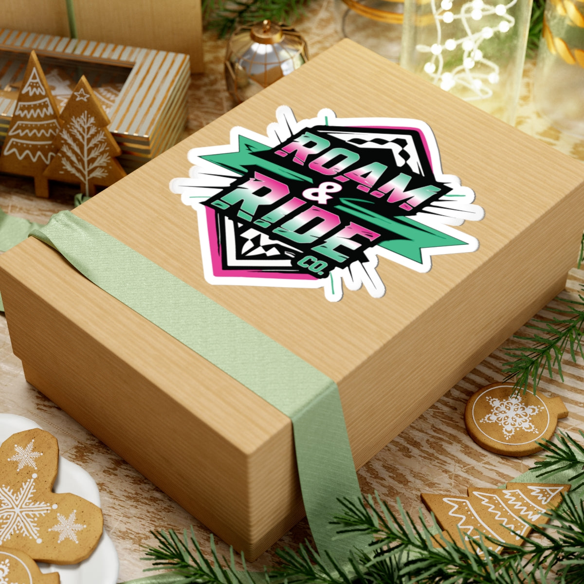 Roam & Ride Co. Teal Pink Logo - Stickers