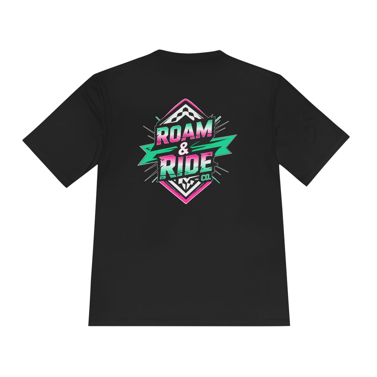 Roam & Ride Co. Teal Pink Logo - Unisex Moisture Wicking T-Shirt