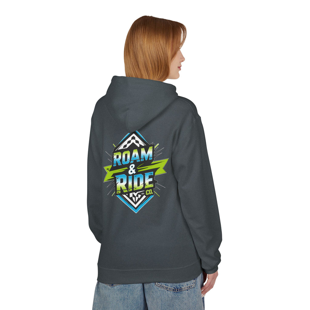 Roam & Ride Co. Blue Green Logo - Unisex Fleece Hoodie