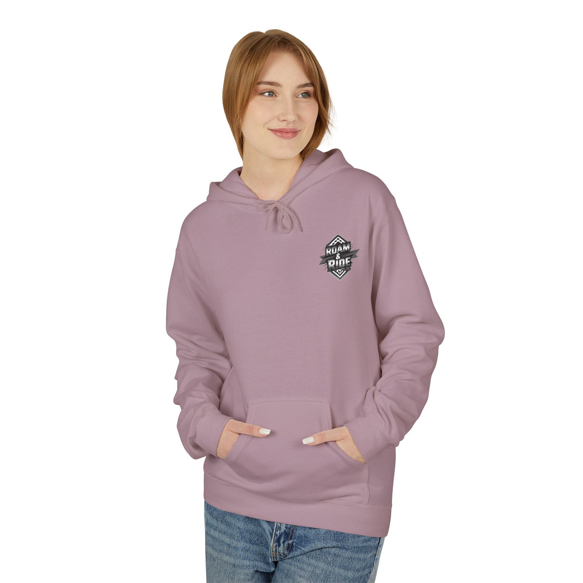 Roam & Ride Co. Grayscale Logo - Unisex Fleece Hoodie