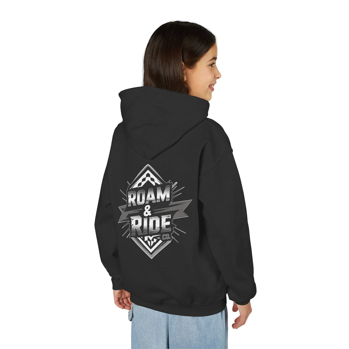 Roam & Ride Co. Grayscale Logo - Youth Hoodie