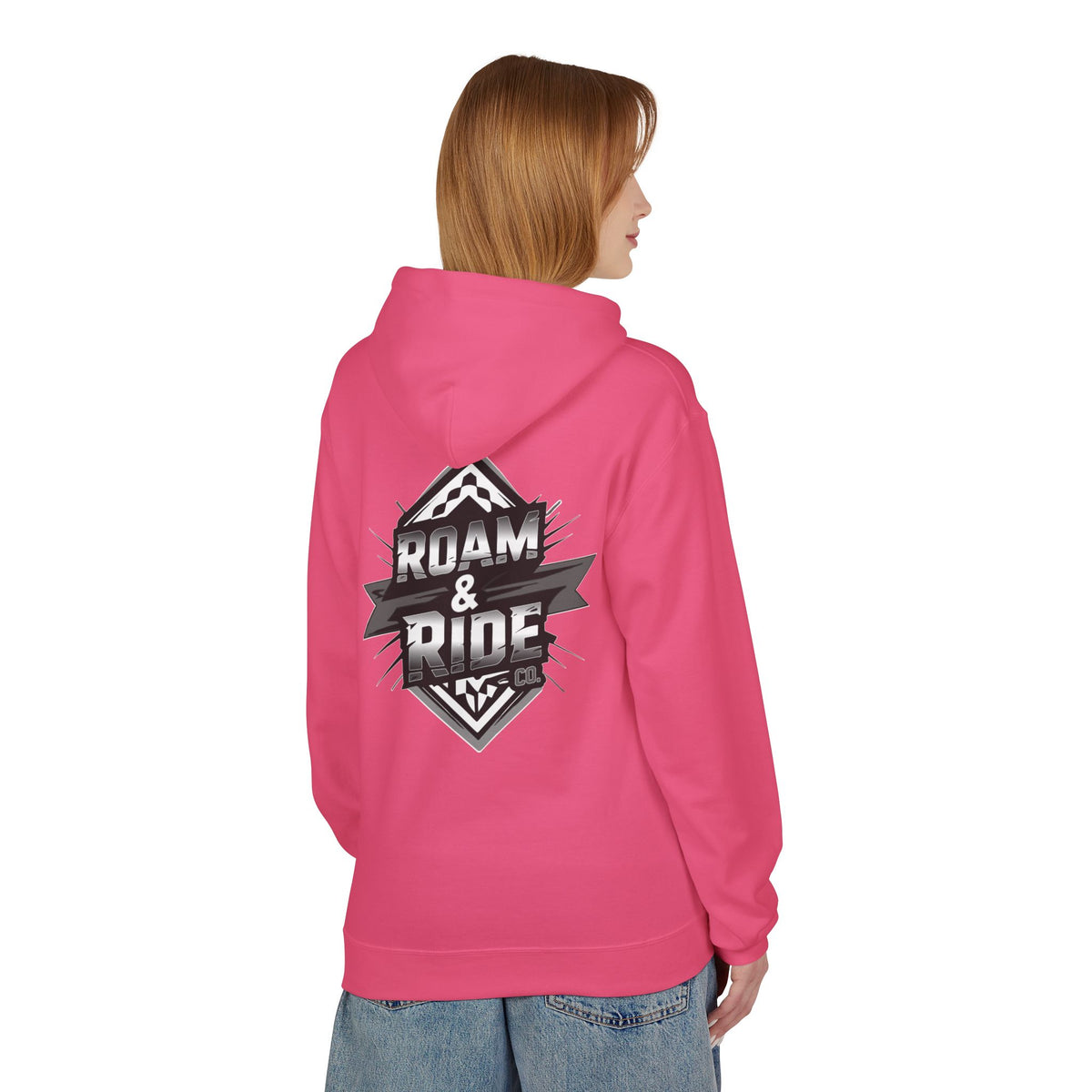 Roam & Ride Co. Grayscale Logo - Unisex Fleece Hoodie