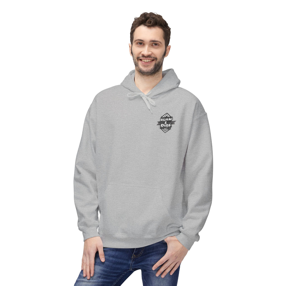 Roam & Ride Co. Grayscale Logo - Unisex Fleece Hoodie