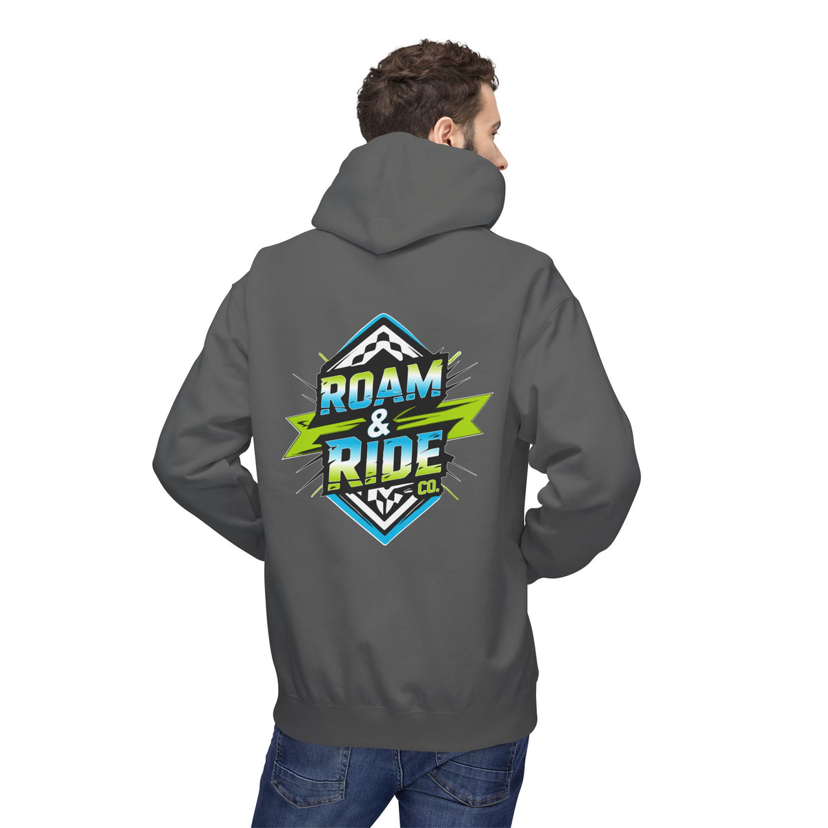 Roam & Ride Co. Blue Green Logo - Unisex Fleece Hoodie