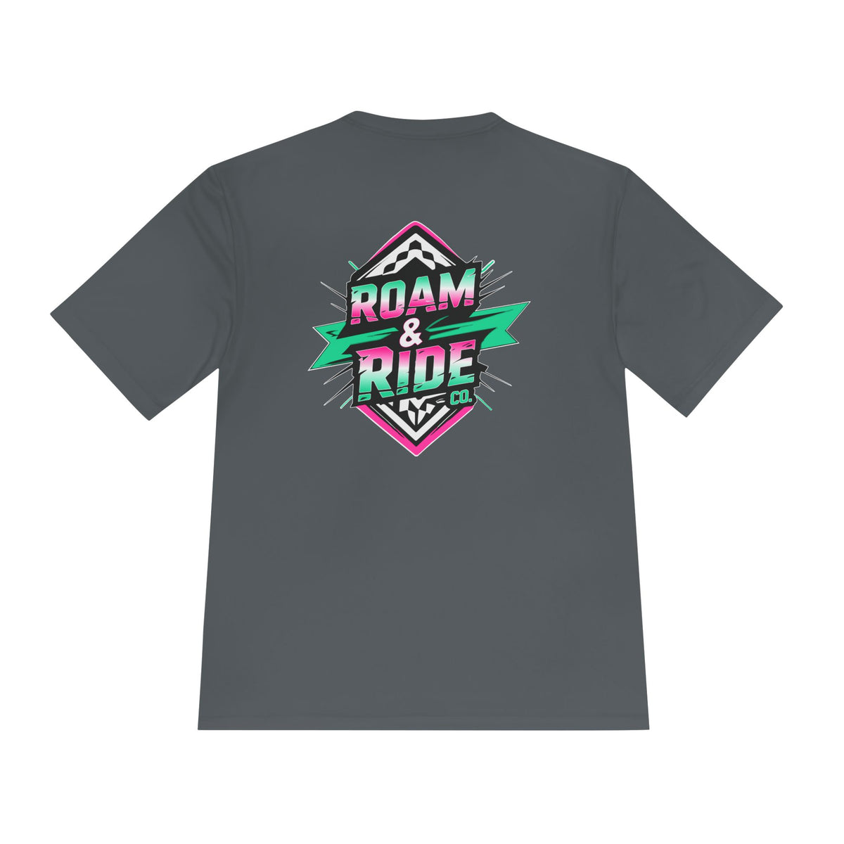 Roam & Ride Co. Teal Pink Logo - Unisex Moisture Wicking T-Shirt